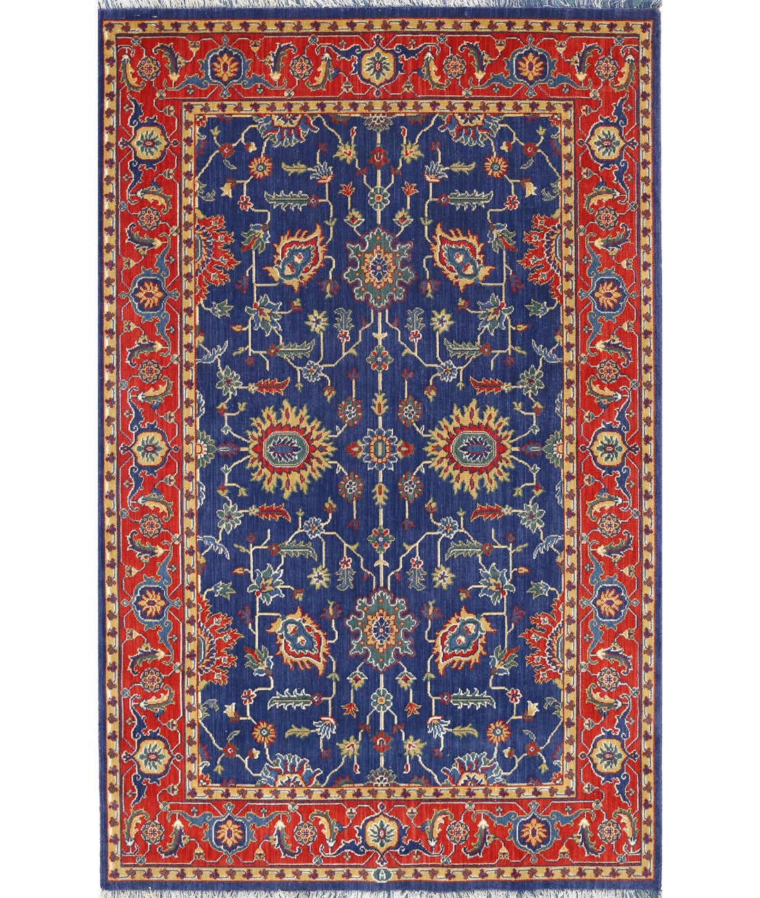 Gulshan 3'10'' X 6'1'' Power-Loomed Wool-Bamboo Silk Rug 3'10'' x 6'1'' (115 X 183) / Blue / Red