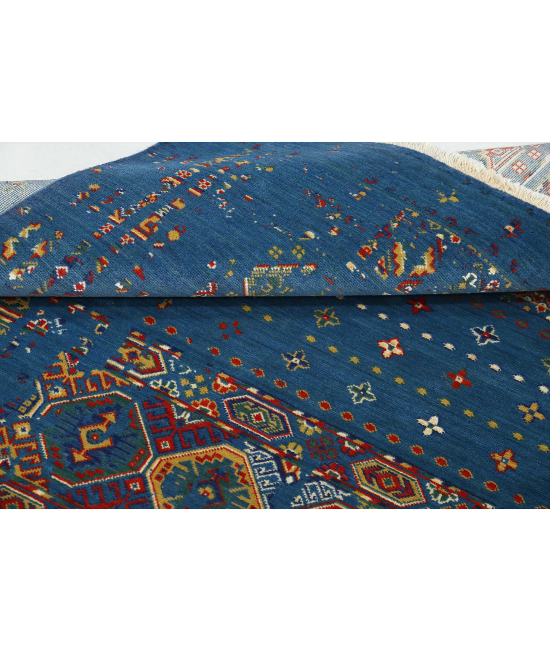 Gulshan 4'0'' X 5'9'' Power-Loomed Wool-Bamboo Silk Rug 4'0'' x 5'9'' (120 X 173) / Blue / Red
