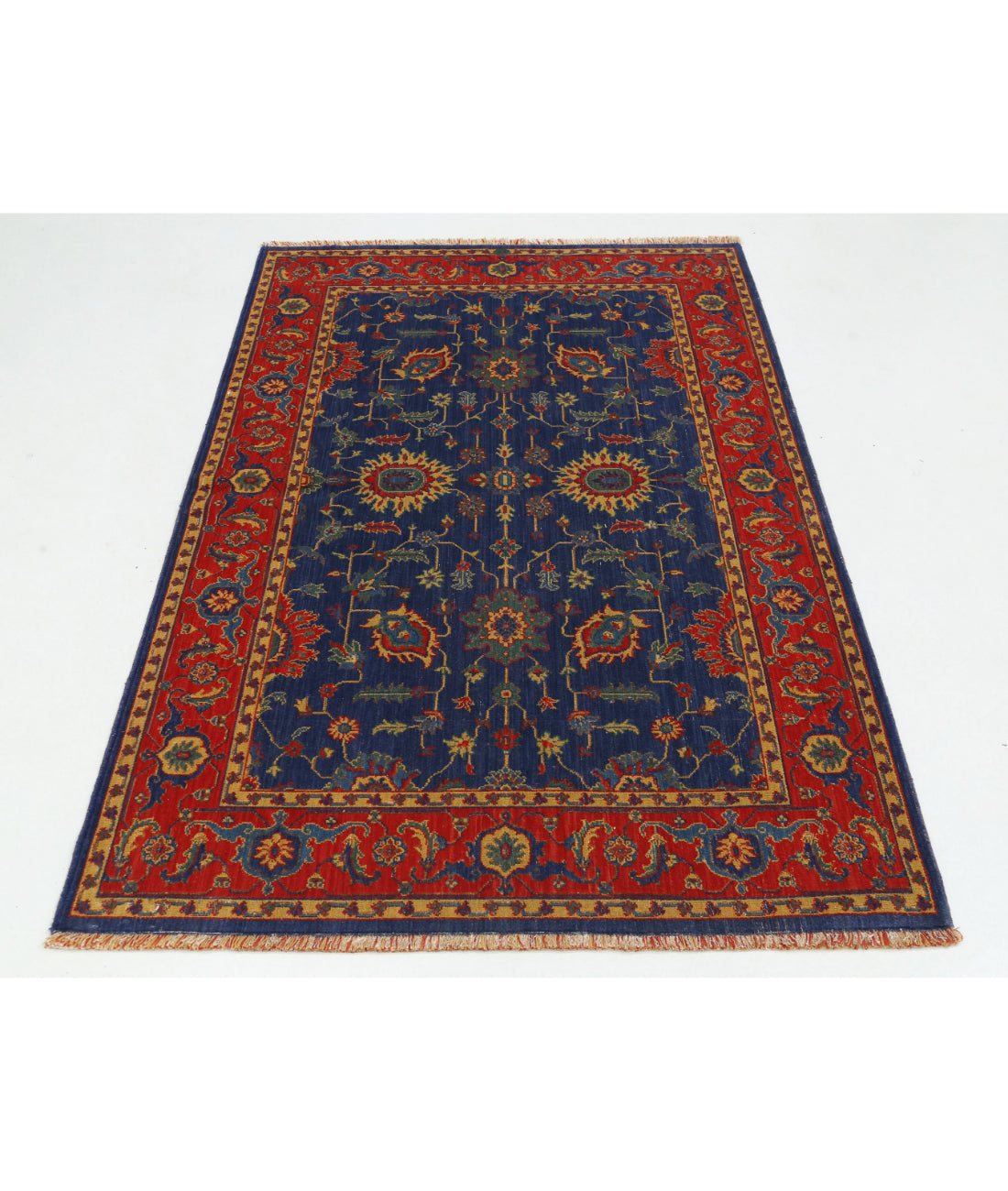 Gulshan 3'10'' X 6'1'' Power-Loomed Wool-Bamboo Silk Rug 3'10'' x 6'1'' (115 X 183) / Blue / Red