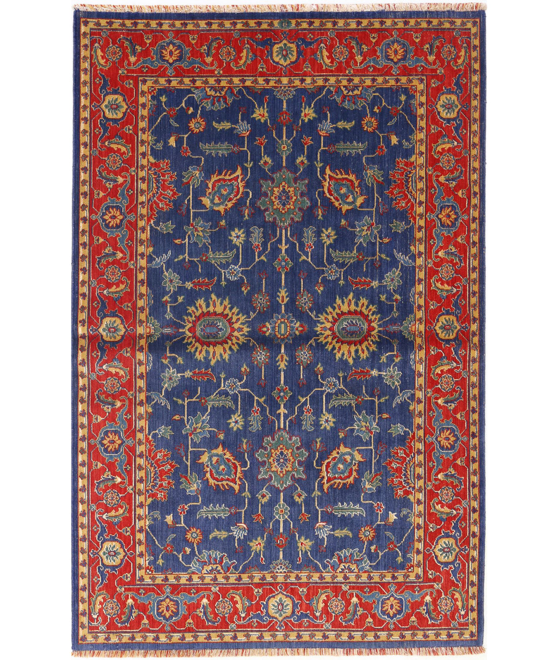 Gulshan 3'10'' X 6'1'' Power-Loomed Wool-Bamboo Silk Rug 3'10'' x 6'1'' (115 X 183) / Blue / Red