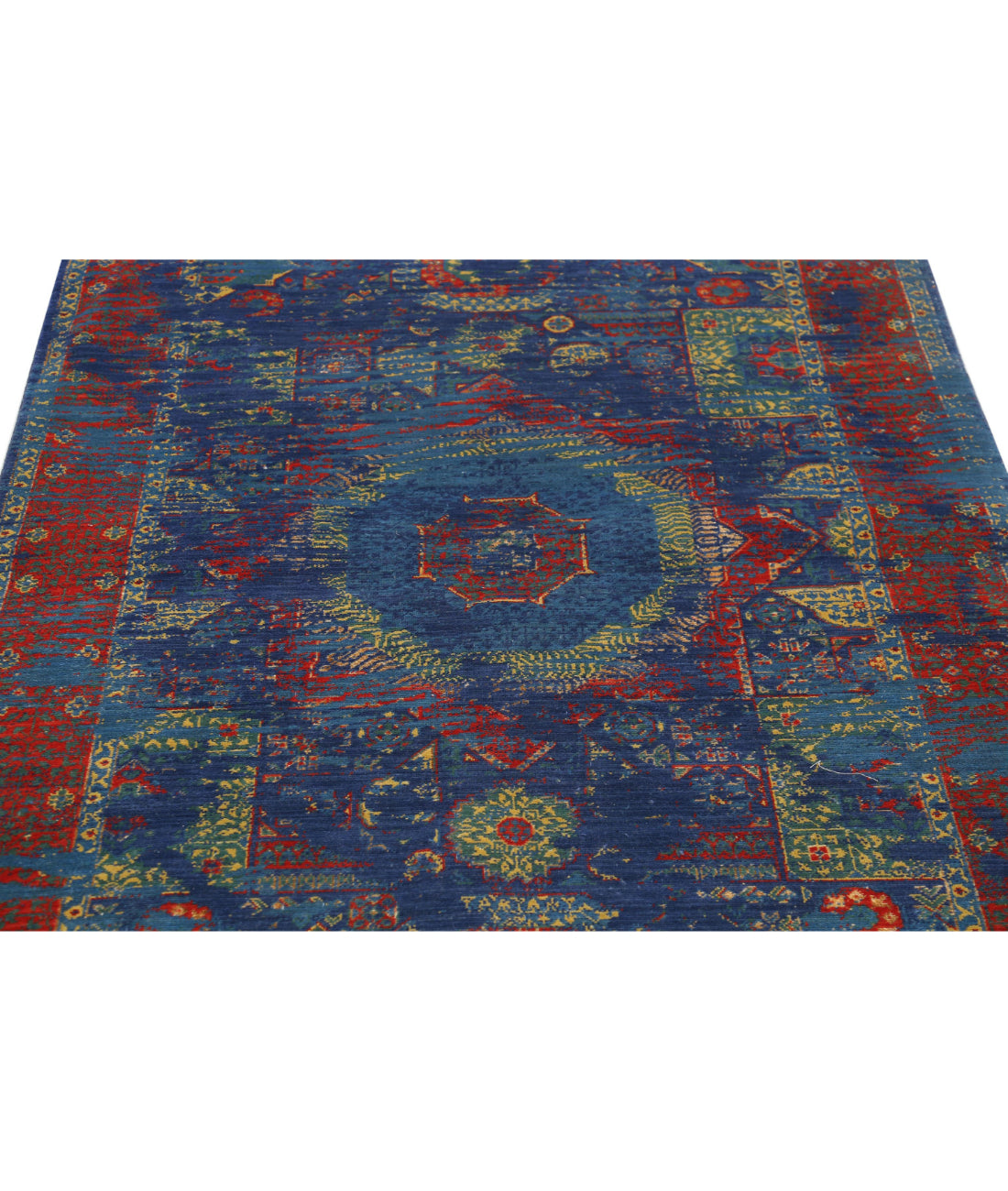 Gulshan 3'11'' X 5'10'' Power-Loomed Wool-Bamboo Silk Rug 3'11'' x 5'10'' (118 X 175) / Green / Red