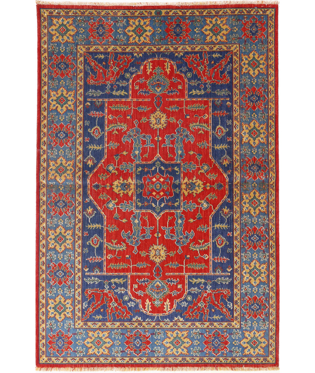 Gulshan 3'10'' X 6'0'' Power-Loomed Wool-Bamboo Silk Rug 3'10'' x 6'0'' (115 X 180) / Red / Blue