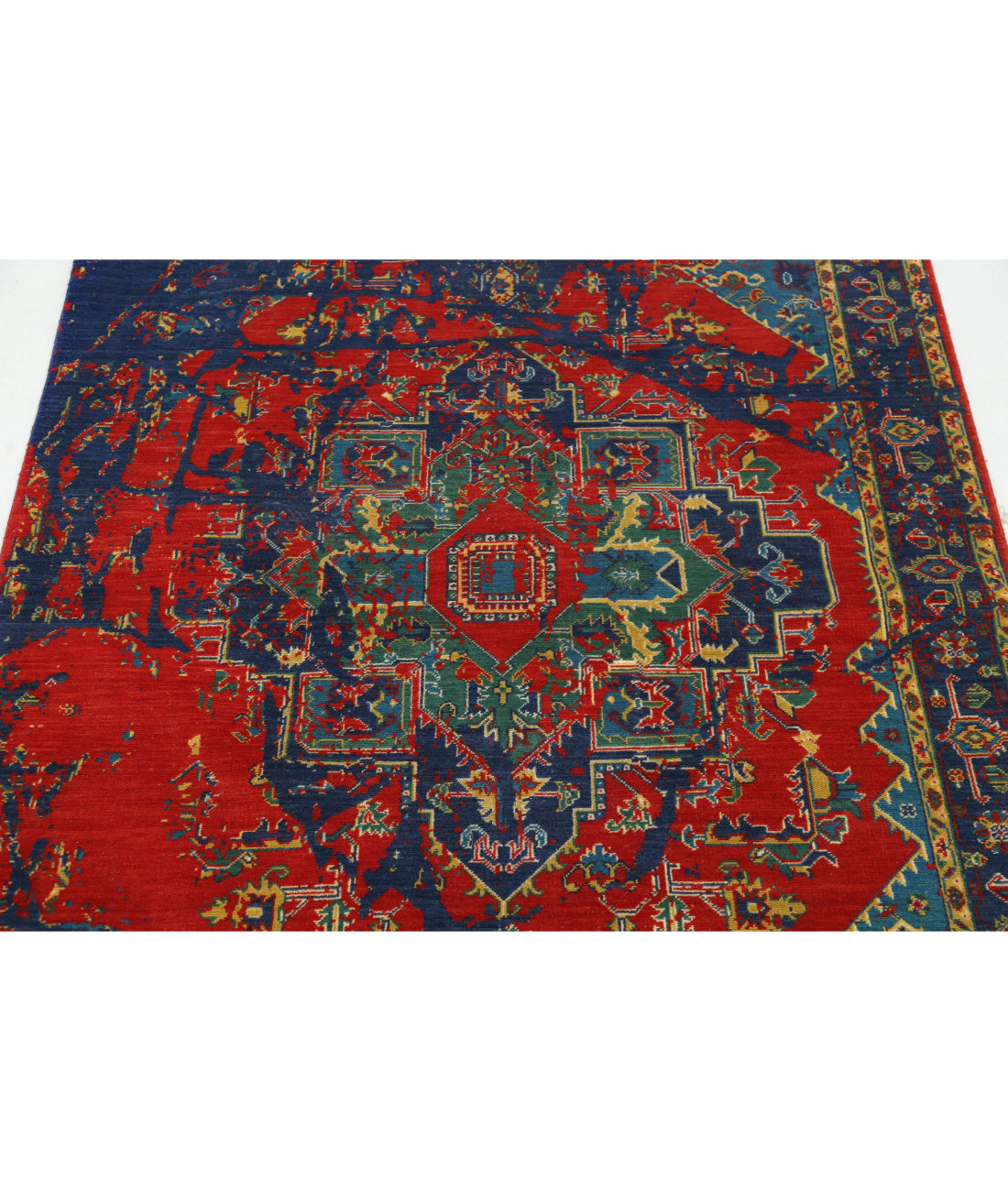 Gulshan 3'11'' X 5'10'' Power-Loomed Wool-Bamboo Silk Rug 3'11'' x 5'10'' (118 X 175) / Red / Blue