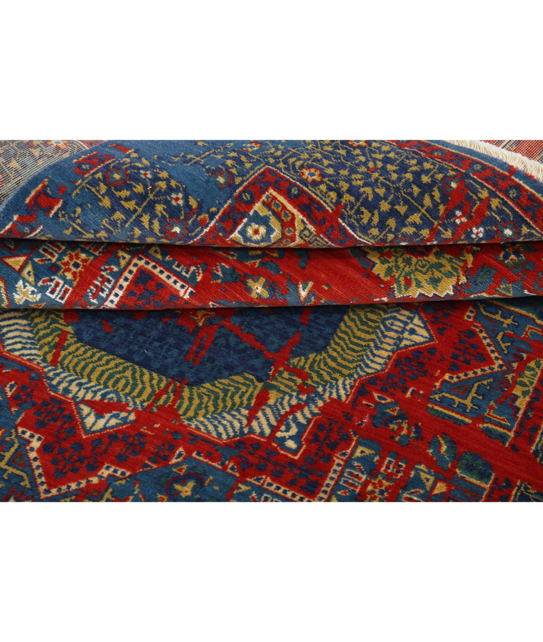 Gulshan 3'11'' X 5'10'' Power-Loomed Wool-Bamboo Silk Rug 3'11'' x 5'10'' (118 X 175) / Blue / Red