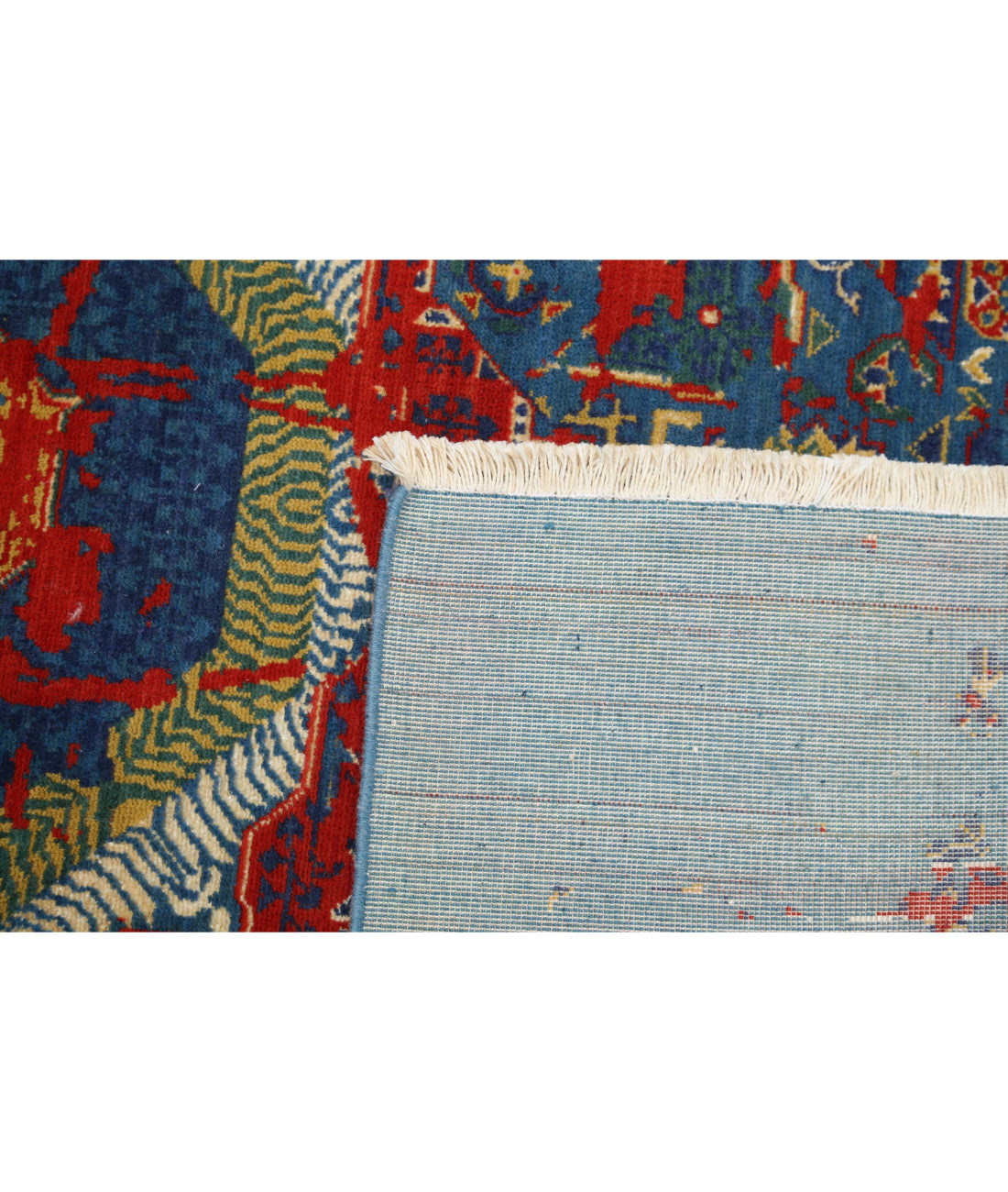 Gulshan 3'11'' X 5'10'' Power-Loomed Wool-Bamboo Silk Rug 3'11'' x 5'10'' (118 X 175) / Blue / Red