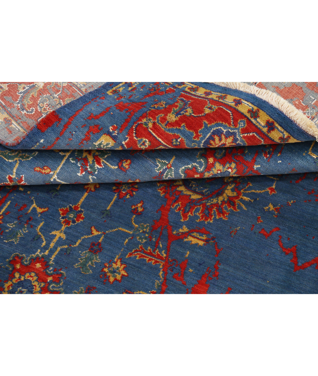 Gulshan 4'0'' X 5'10'' Power-Loomed Wool-Bamboo Silk Rug 4'0'' x 5'10'' (120 X 175) / Blue / Red