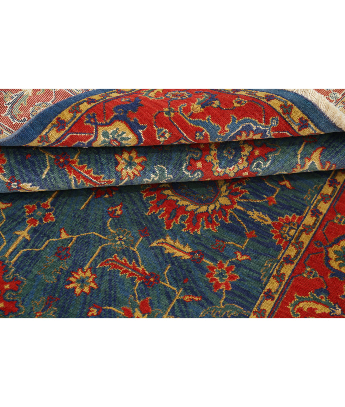 Gulshan 3'11'' X 5'10'' Power-Loomed Wool-Bamboo Silk Rug 3'11'' x 5'10'' (118 X 175) / Blue / Red