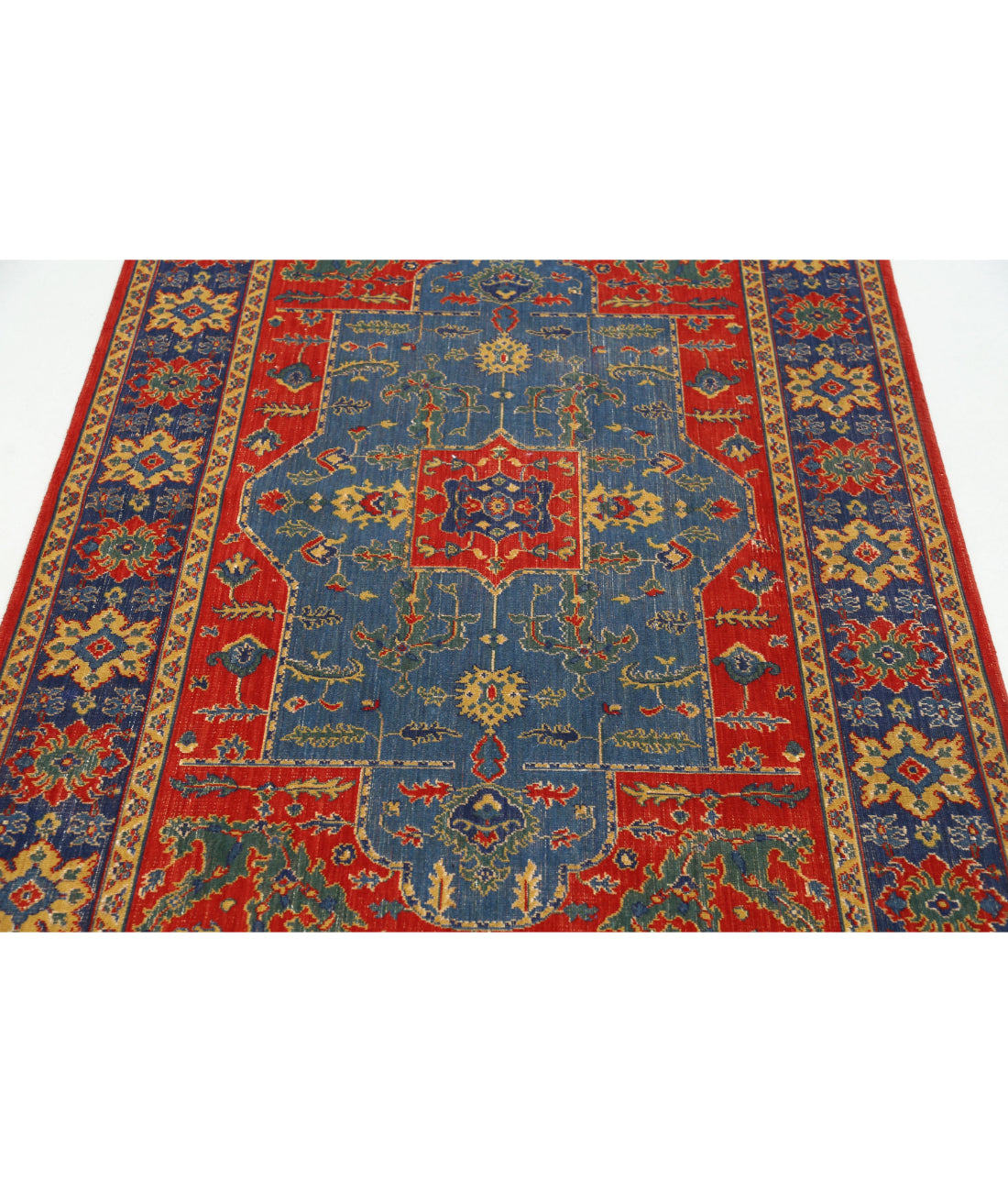Gulshan 3'10'' X 6'0'' Power-Loomed Wool-Bamboo Silk Rug 3'10'' x 6'0'' (115 X 180) / Red / Blue