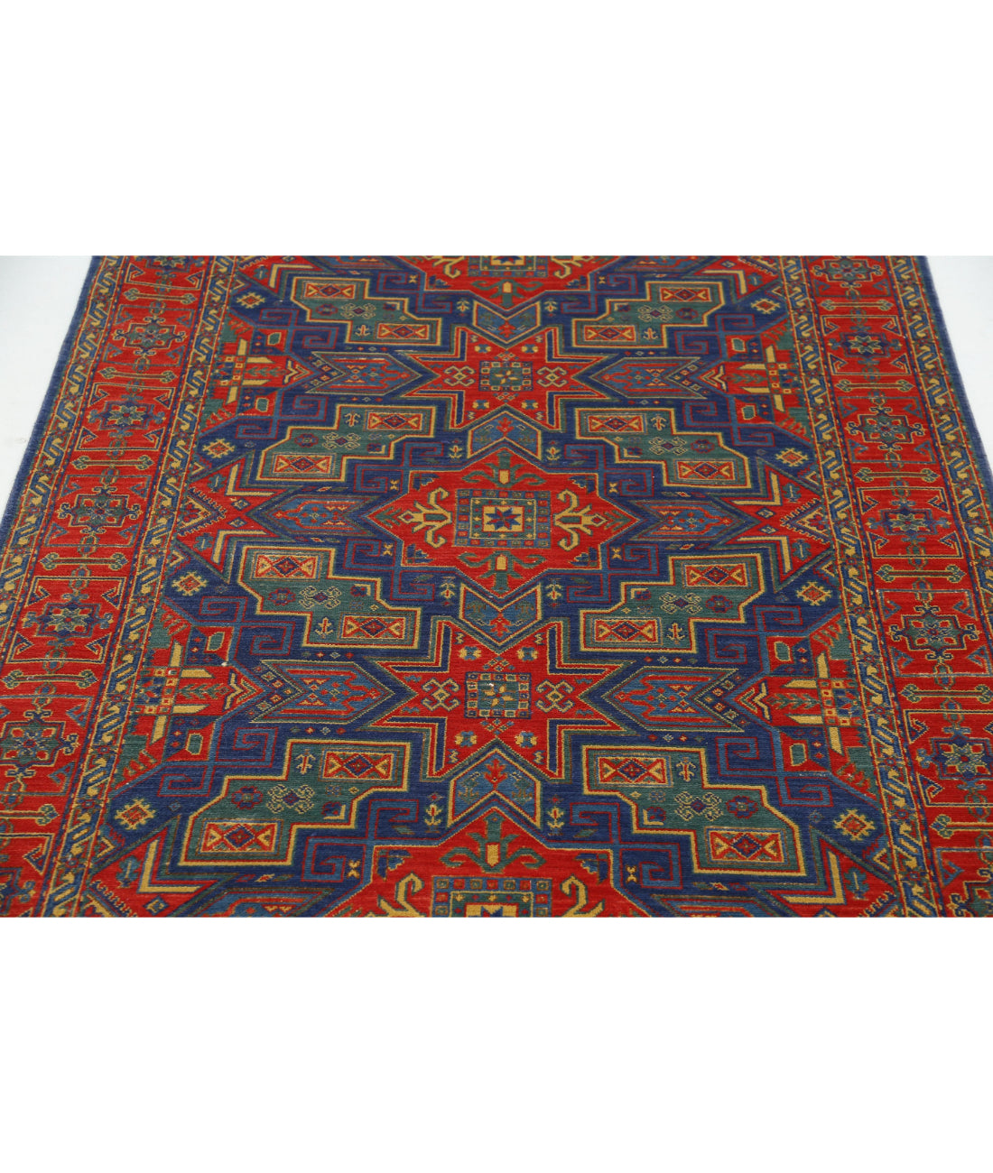Gulshan 4'0'' X 5'9'' Power-Loomed Wool-Bamboo Silk Rug 4'0'' x 5'9'' (120 X 173) / Blue / Red