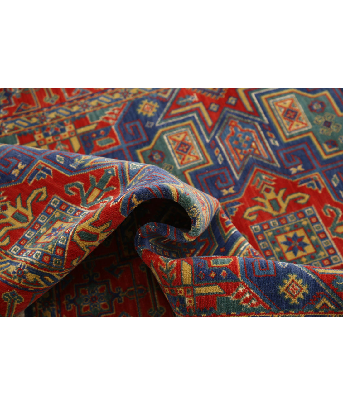 Gulshan 4'0'' X 5'9'' Power-Loomed Wool-Bamboo Silk Rug 4'0'' x 5'9'' (120 X 173) / Blue / Red