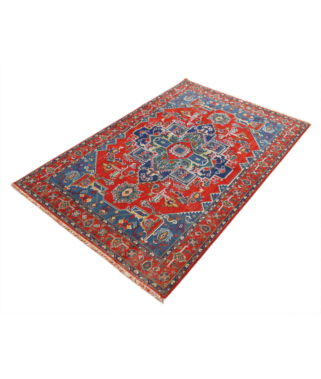 Gulshan 3'10'' X 6'0'' Power-Loomed Wool-Bamboo Silk Rug 3'10'' x 6'0'' (115 X 180) / Red / Blue