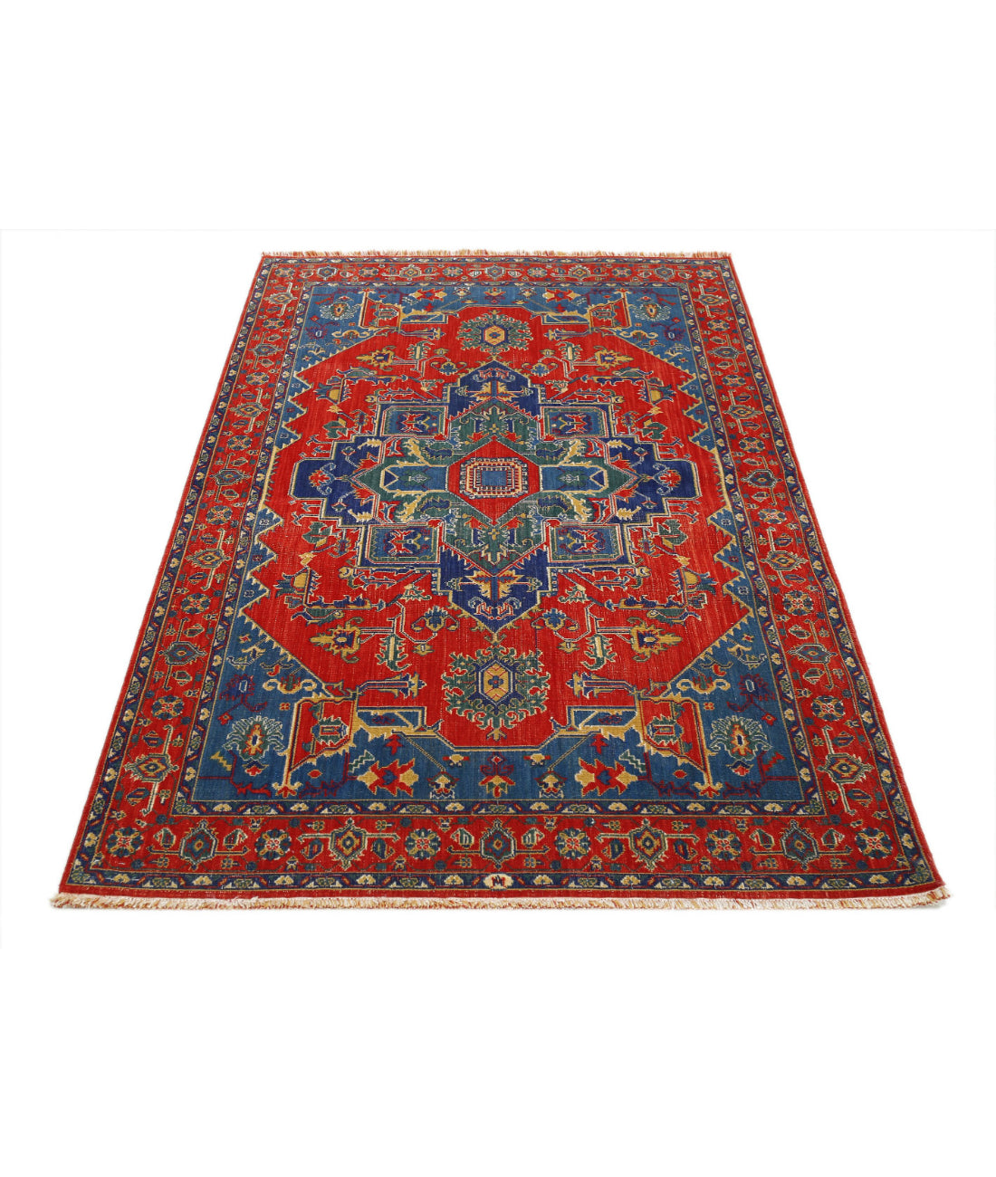 Gulshan 3'10'' X 6'0'' Power-Loomed Wool-Bamboo Silk Rug 3'10'' x 6'0'' (115 X 180) / Red / Blue