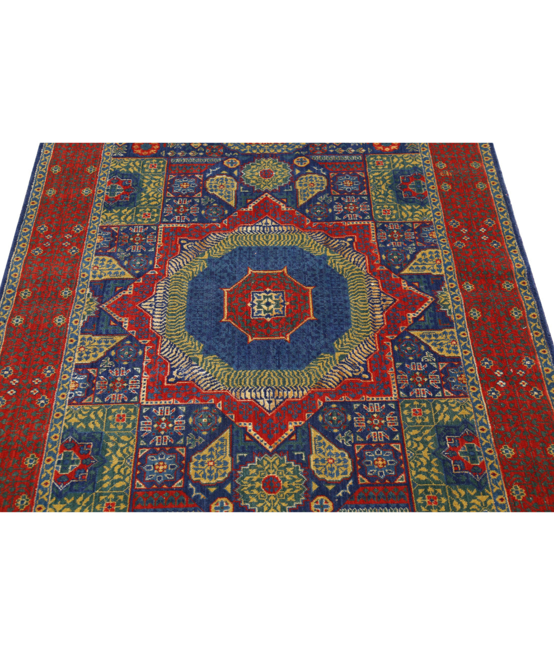 Gulshan 3'10'' X 6'0'' Power-Loomed Wool-Bamboo Silk Rug 3'10'' x 6'0'' (115 X 180) / Blue / Red