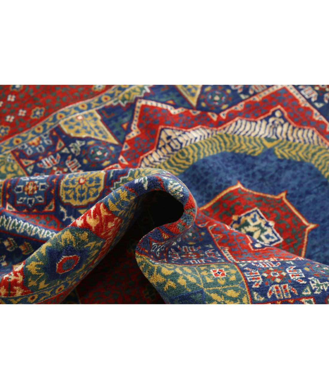 Gulshan 3'10'' X 6'0'' Power-Loomed Wool-Bamboo Silk Rug 3'10'' x 6'0'' (115 X 180) / Blue / Red