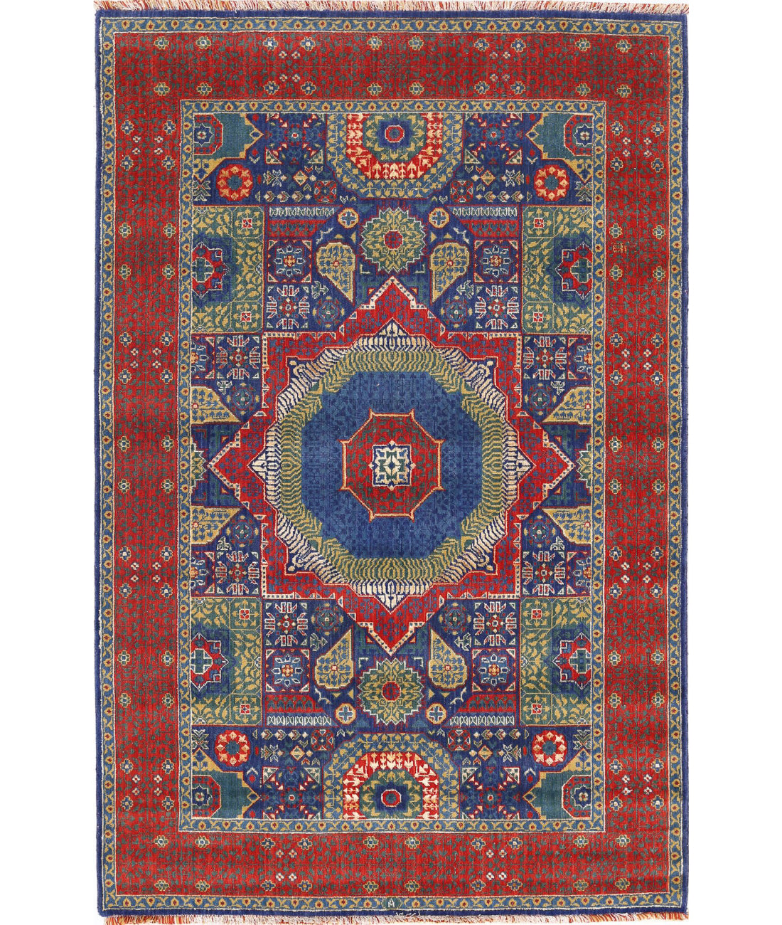 Gulshan 3'10'' X 6'0'' Power-Loomed Wool-Bamboo Silk Rug 3'10'' x 6'0'' (115 X 180) / Blue / Red