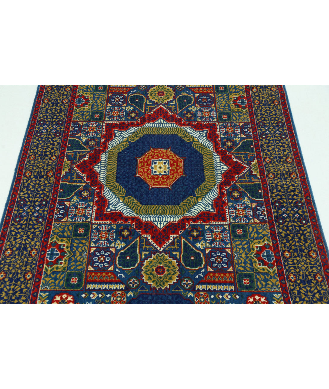 Gulshan 3'10'' X 6'0'' Power-Loomed Wool-Bamboo Silk Rug 3'10'' x 6'0'' (115 X 180) / Blue / Red