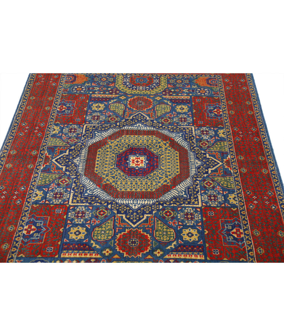 Gulshan 3'10'' X 6'0'' Power-Loomed Wool-Bamboo Silk Rug 3'10'' x 6'0'' (115 X 180) / Blue / Red