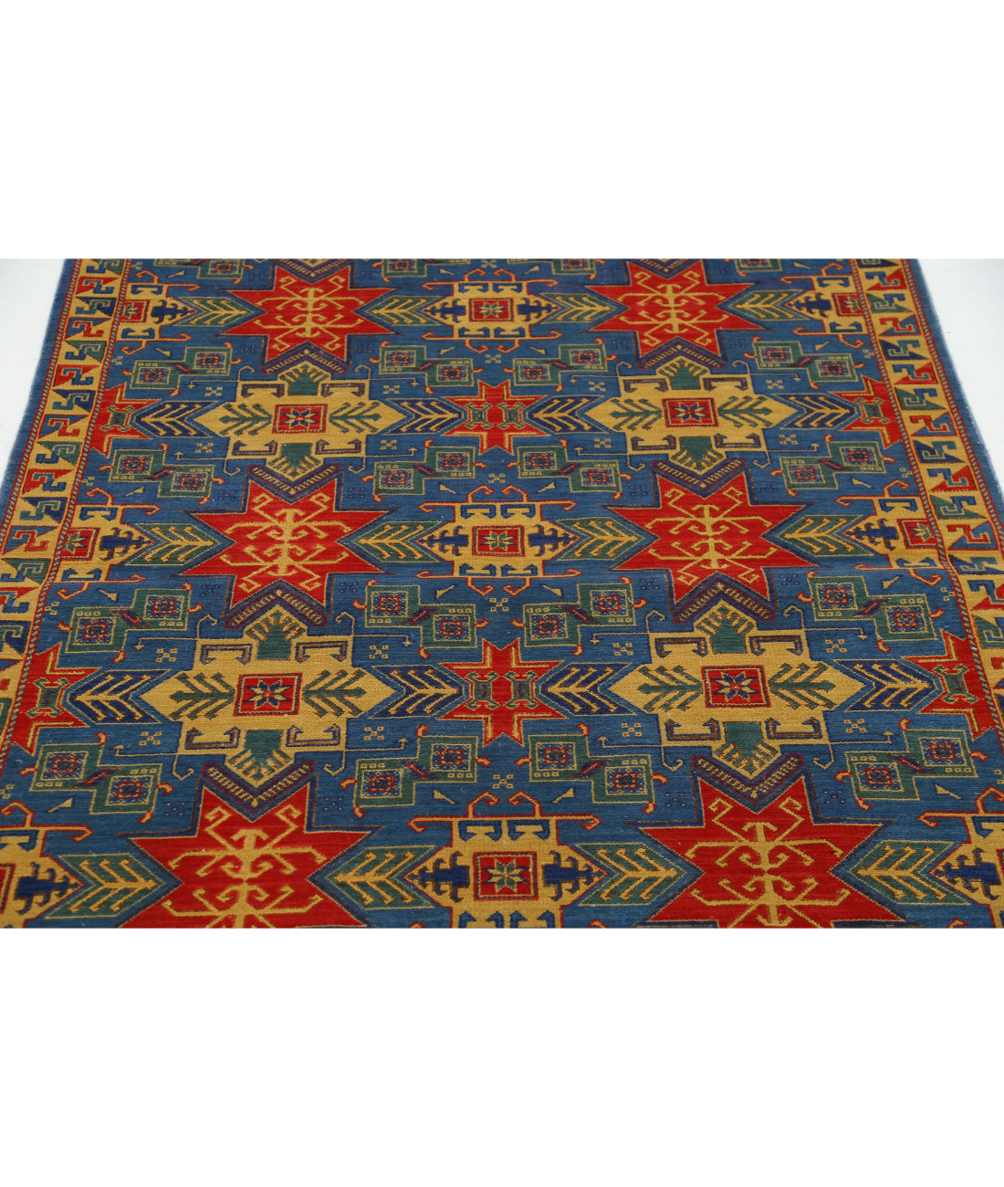 Gulshan 4'0'' X 5'9'' Power-Loomed Wool-Bamboo Silk Rug 4'0'' x 5'9'' (120 X 173) / Blue / Gold