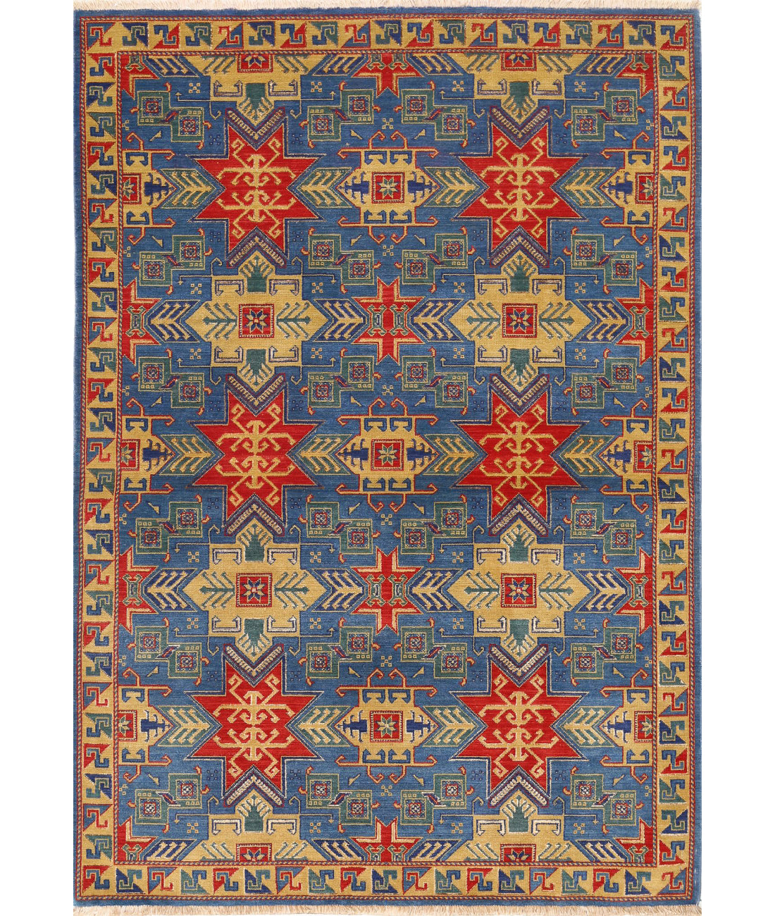 Gulshan 4'0'' X 5'9'' Power-Loomed Wool-Bamboo Silk Rug 4'0'' x 5'9'' (120 X 173) / Blue / Gold