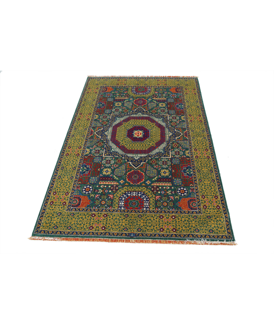 Gulshan 3'10'' X 6'0'' Power-Loomed Wool-Bamboo Silk Rug 3'10'' x 6'0'' (115 X 180) / Green / Gold