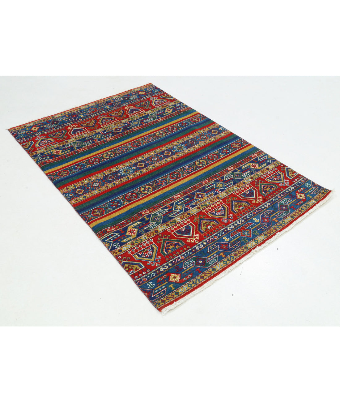Gulshan 4'0'' X 5'10'' Power-Loomed Wool-Bamboo Silk Rug 4'0'' x 5'10'' (120 X 175) / Blue / Green