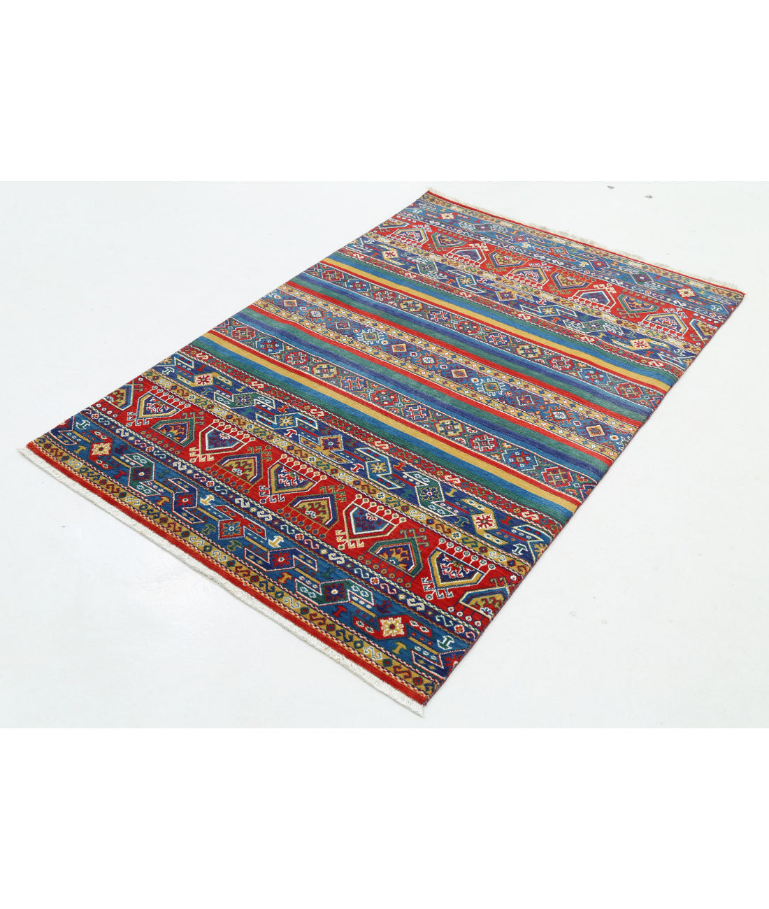 Gulshan 4'0'' X 5'10'' Power-Loomed Wool-Bamboo Silk Rug 4'0'' x 5'10'' (120 X 175) / Blue / Green