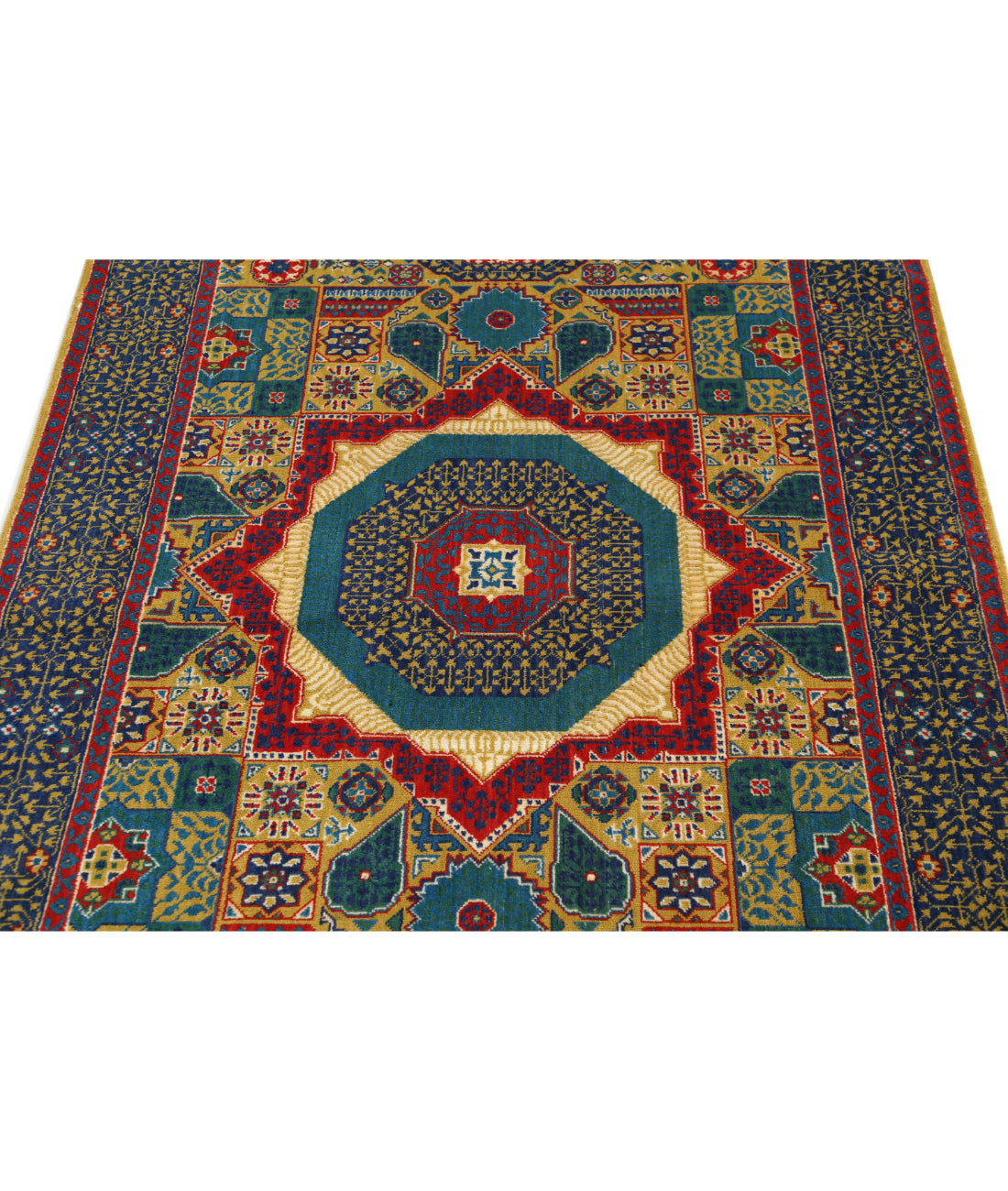 Gulshan 3'10'' X 6'0'' Power-Loomed Wool-Bamboo Silk Rug 3'10'' x 6'0'' (115 X 180) / Gold / Blue