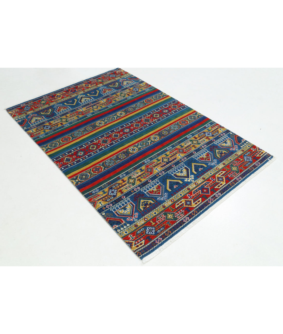 Gulshan 4'0'' X 5'10'' Power-Loomed Wool-Bamboo Silk Rug 4'0'' x 5'10'' (120 X 175) / Blue / Green