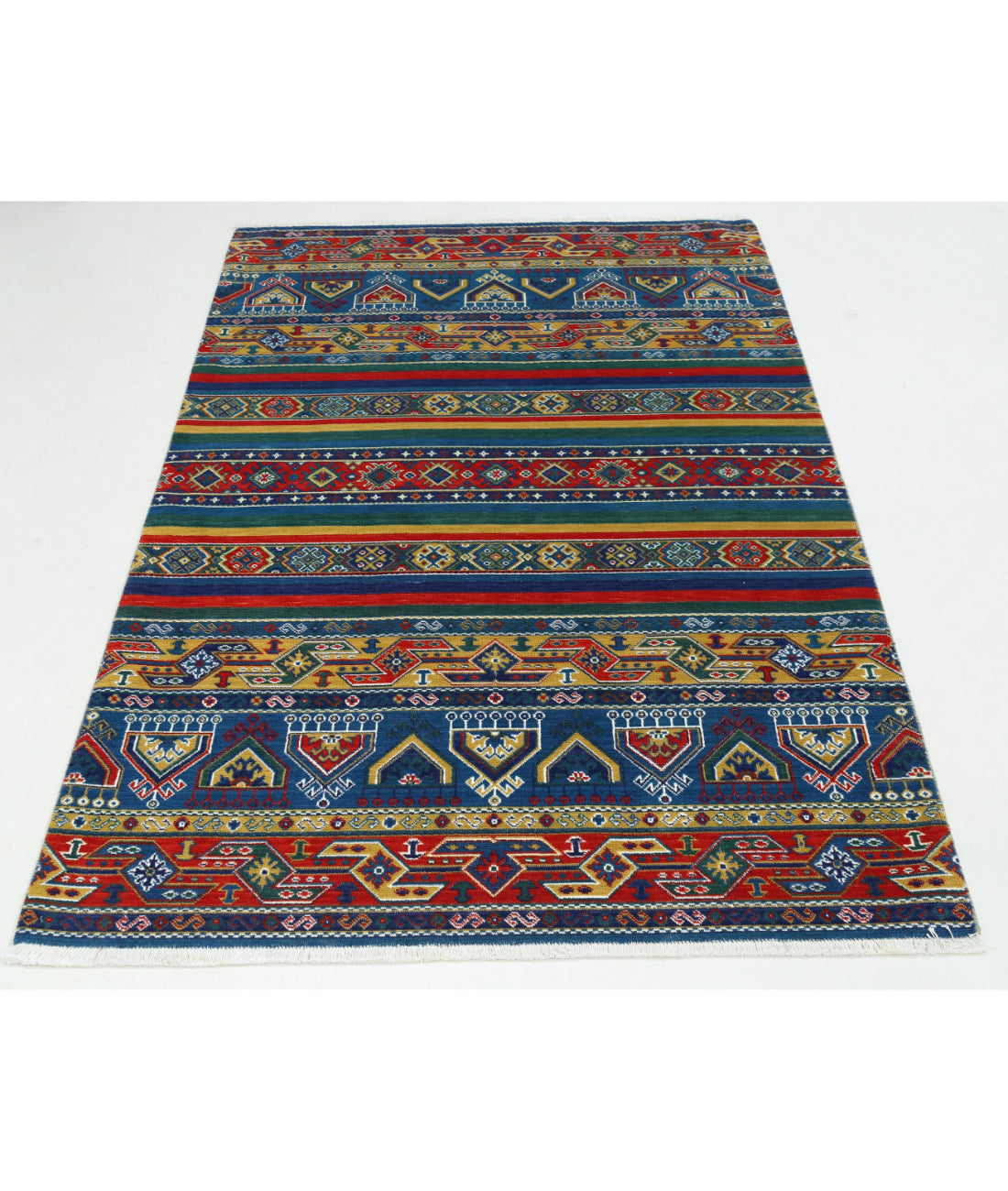 Gulshan 4'0'' X 5'10'' Power-Loomed Wool-Bamboo Silk Rug 4'0'' x 5'10'' (120 X 175) / Blue / Green