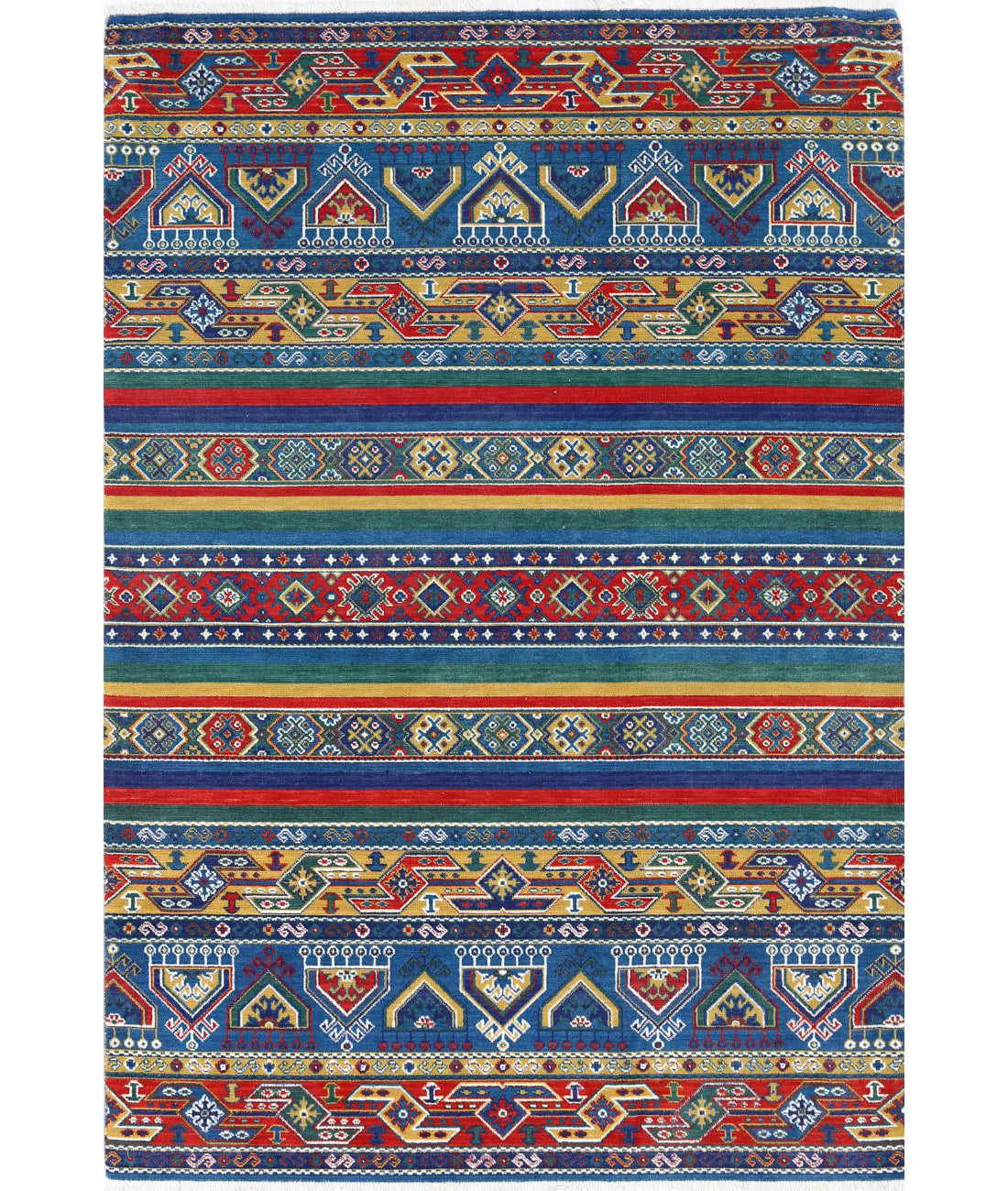 Gulshan 4'0'' X 5'10'' Power-Loomed Wool-Bamboo Silk Rug 4'0'' x 5'10'' (120 X 175) / Blue / Green