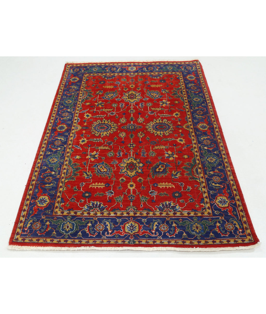 Gulshan 4'0'' X 5'10'' Power-Loomed Wool-Bamboo Silk Rug 4'0'' x 5'10'' (120 X 175) / Red / Blue
