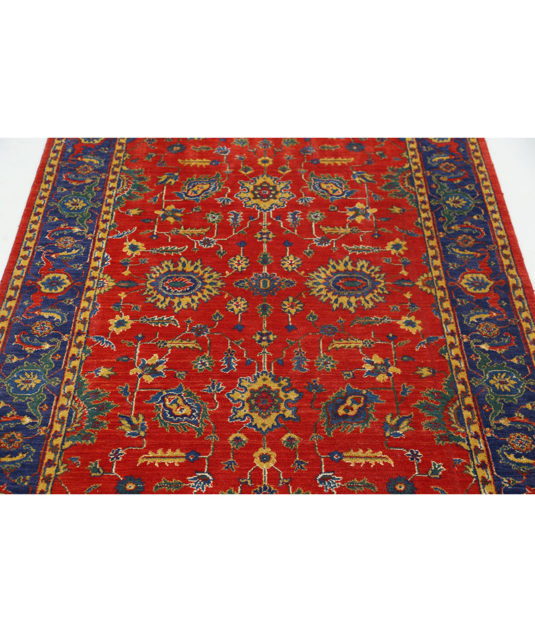 Gulshan 4'0'' X 5'10'' Power-Loomed Wool-Bamboo Silk Rug 4'0'' x 5'10'' (120 X 175) / Red / Blue
