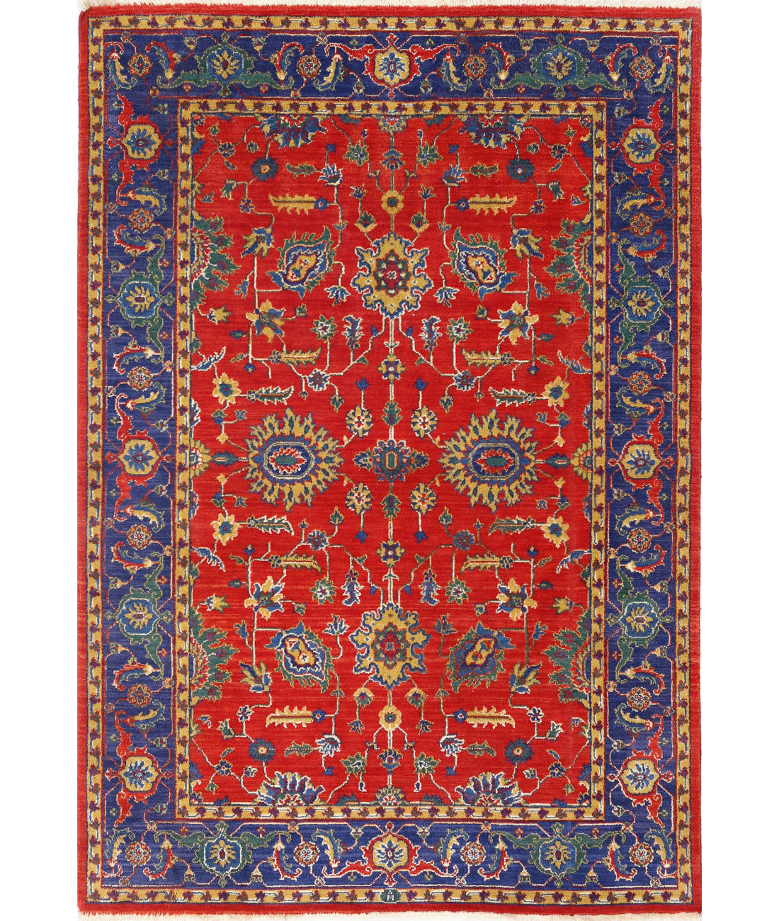 Gulshan 4'0'' X 5'10'' Power-Loomed Wool-Bamboo Silk Rug 4'0'' x 5'10'' (120 X 175) / Red / Blue
