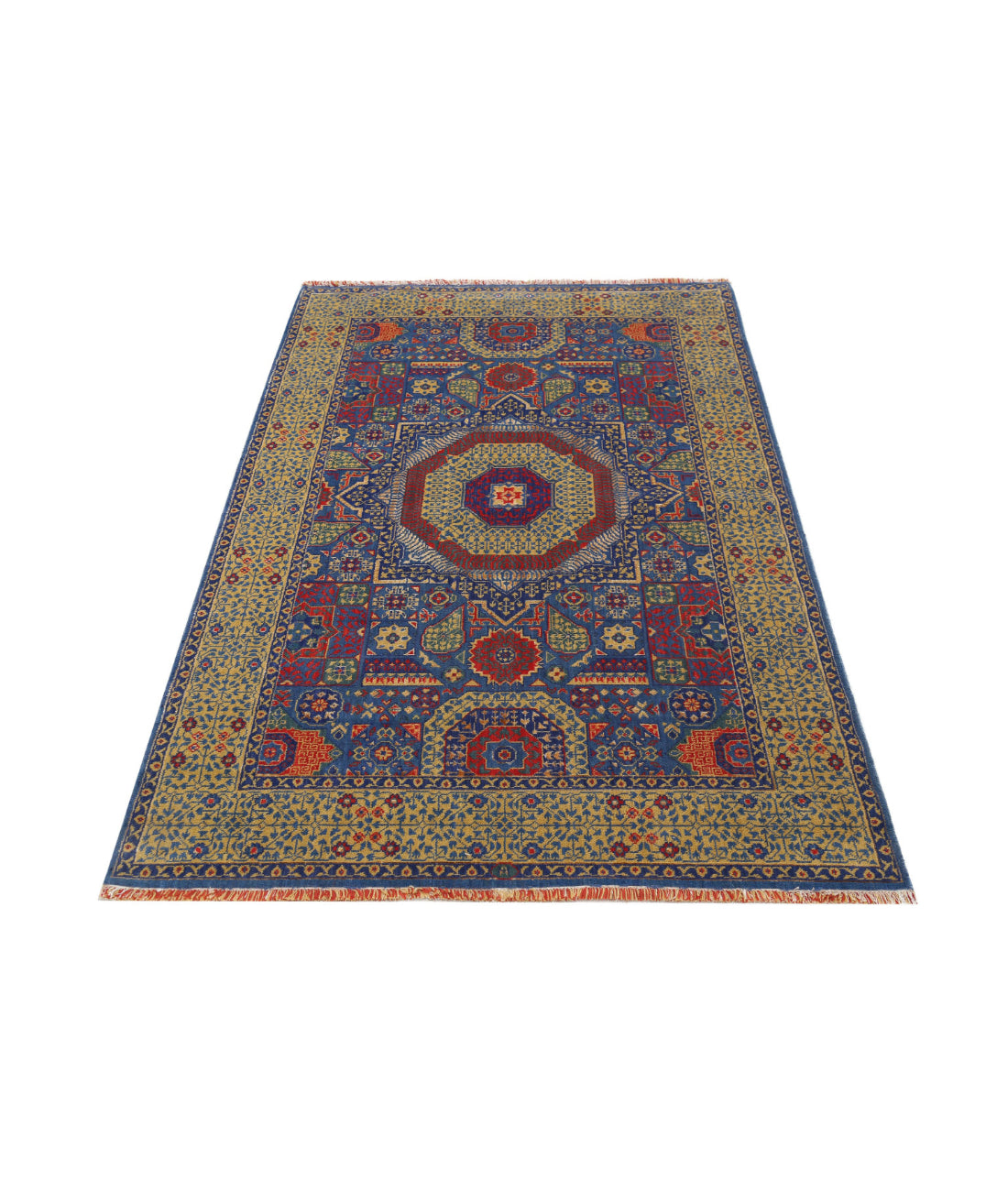 Gulshan 3'10'' X 6'0'' Power-Loomed Wool-Bamboo Silk Rug 3'10'' x 6'0'' (115 X 180) / Blue / Gold