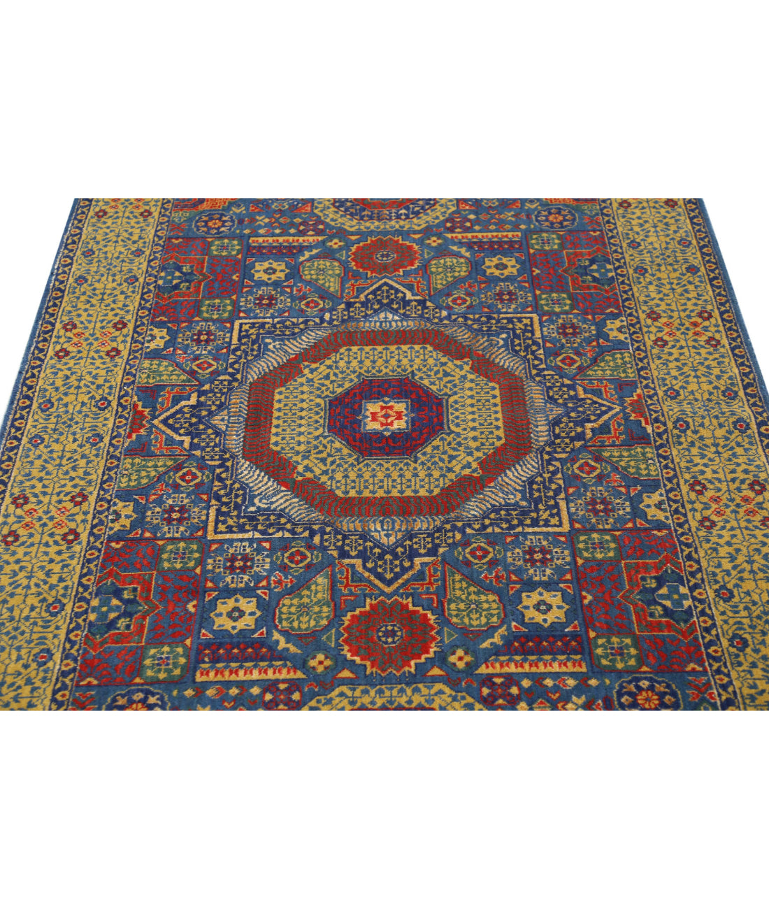 Gulshan 3'10'' X 6'0'' Power-Loomed Wool-Bamboo Silk Rug 3'10'' x 6'0'' (115 X 180) / Blue / Gold