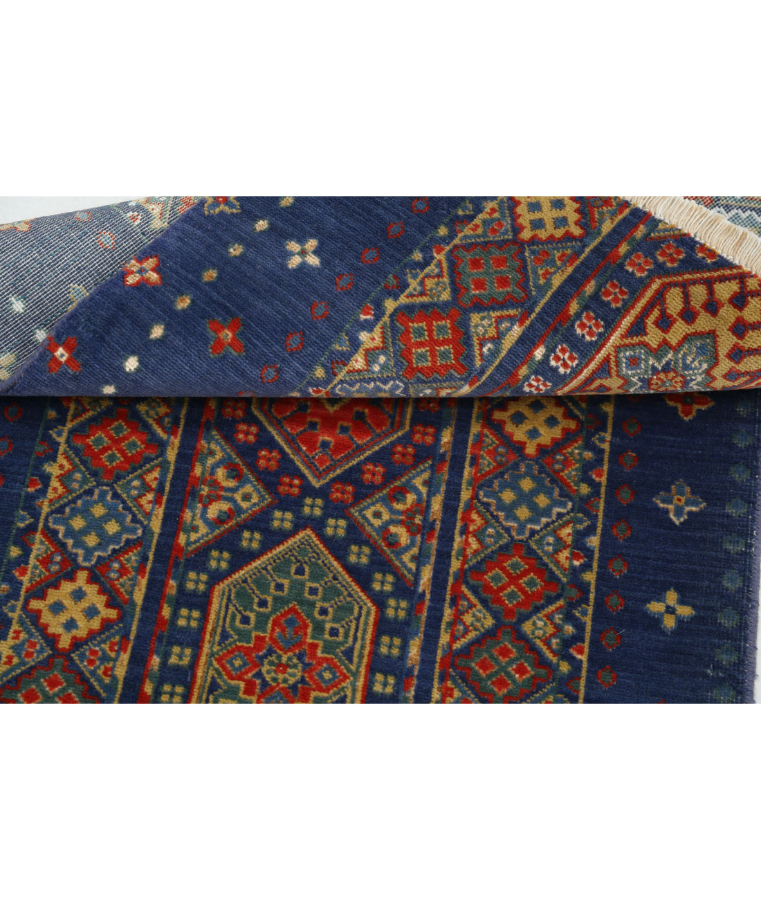 Gulshan 2'2'' X 3'9'' Power-Loomed Wool-Bamboo Silk Rug 2'2'' x 3'9'' (65 X 113) / Blue / Red