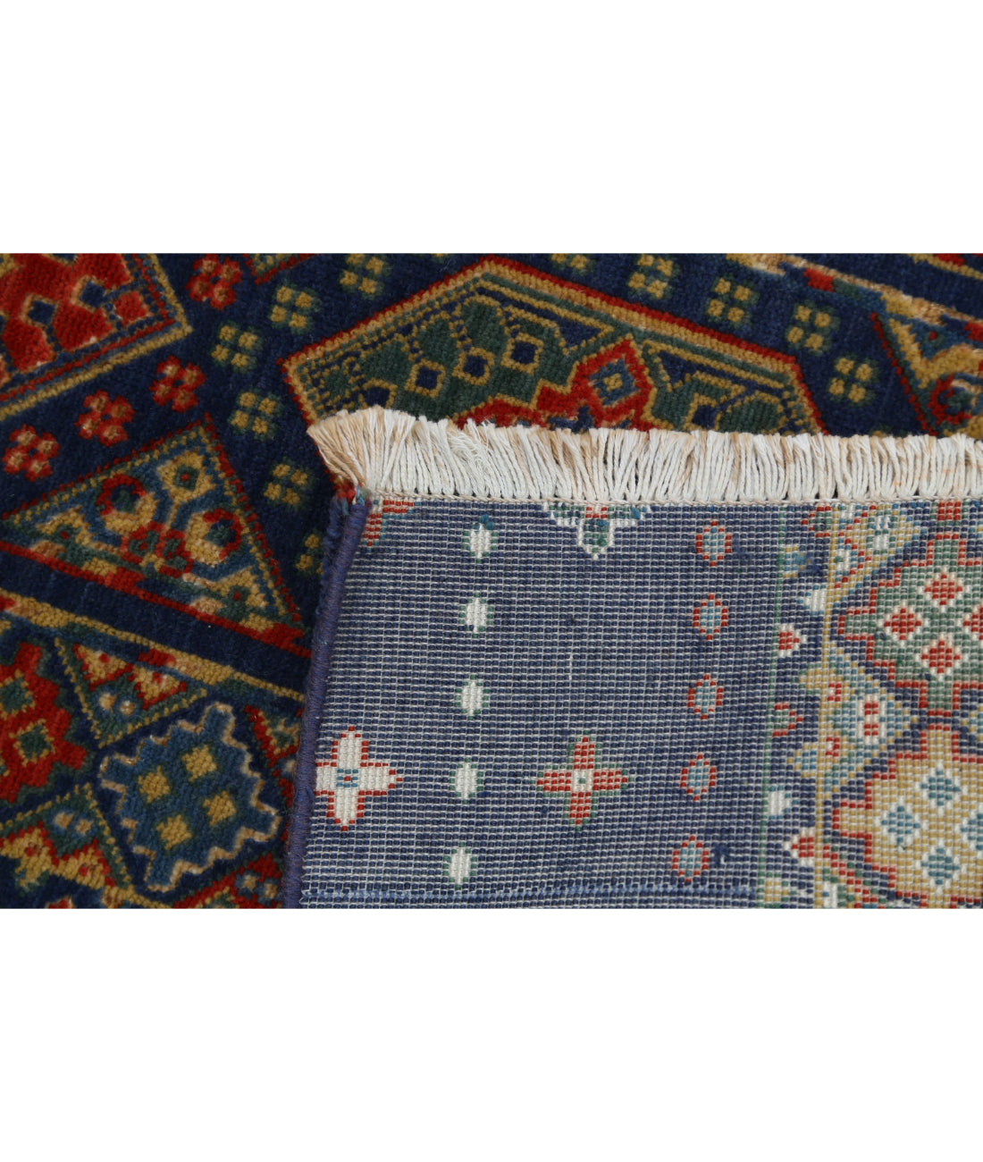 Gulshan 2'2'' X 3'9'' Power-Loomed Wool-Bamboo Silk Rug 2'2'' x 3'9'' (65 X 113) / Blue / Red