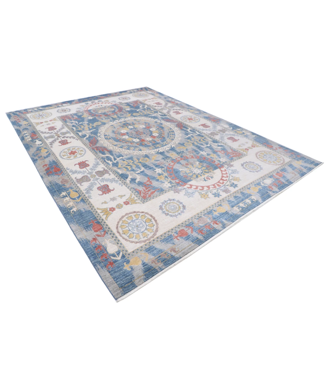 Power Loomed Ikat Wool Rug 8' 10" X 11' 10" 8' 10" X 11' 10" (269 X 361) / Blue / Ivory
