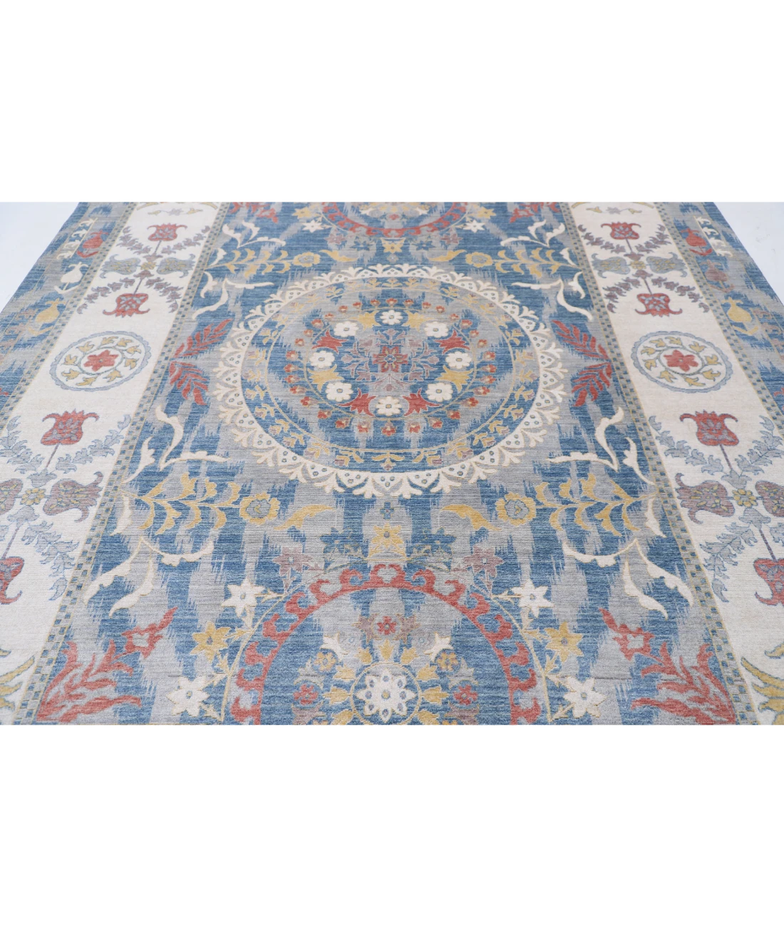 Power Loomed Ikat Wool Rug 8' 10" X 11' 10" 8' 10" X 11' 10" (269 X 361) / Blue / Ivory