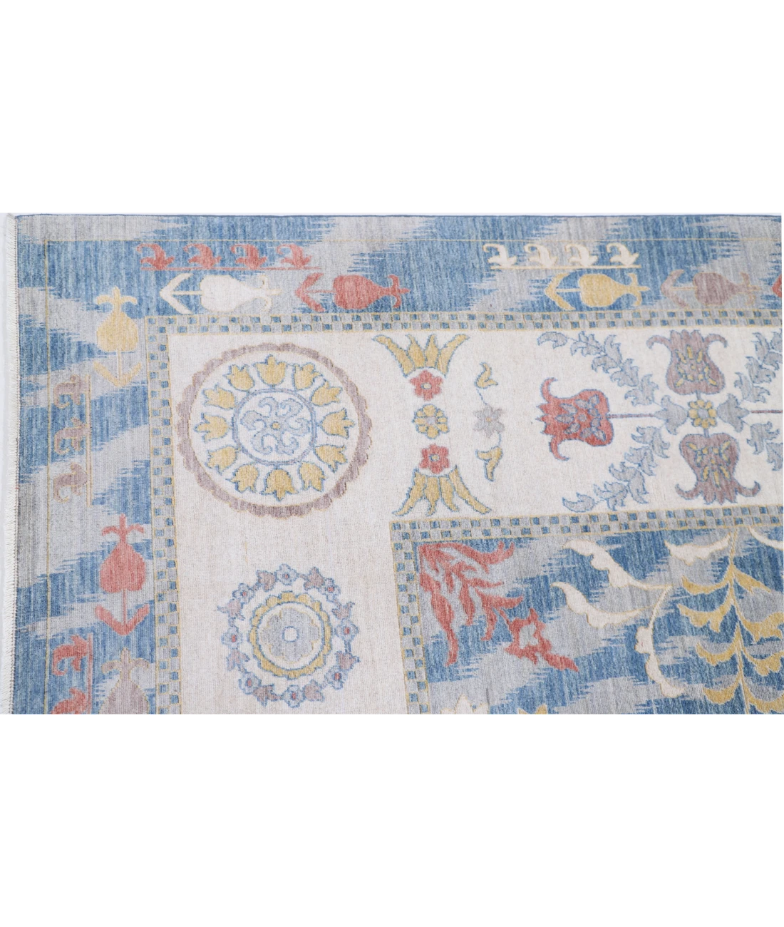 Power Loomed Ikat Wool Rug 8' 10" X 11' 10" 8' 10" X 11' 10" (269 X 361) / Blue / Ivory