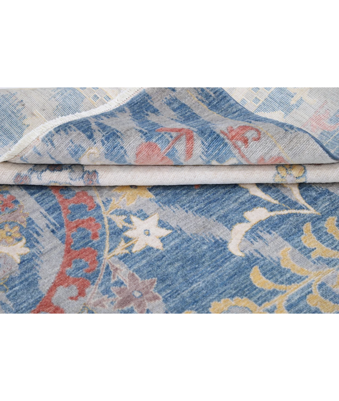 Power Loomed Ikat Wool Rug 8' 10" X 11' 10" 8' 10" X 11' 10" (269 X 361) / Blue / Ivory