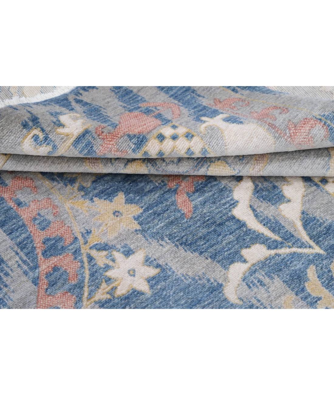 Power Loomed Ikat Wool Rug 8' 10" X 11' 11" 8' 10" X 11' 11" (269 X 363) / Blue / Grey