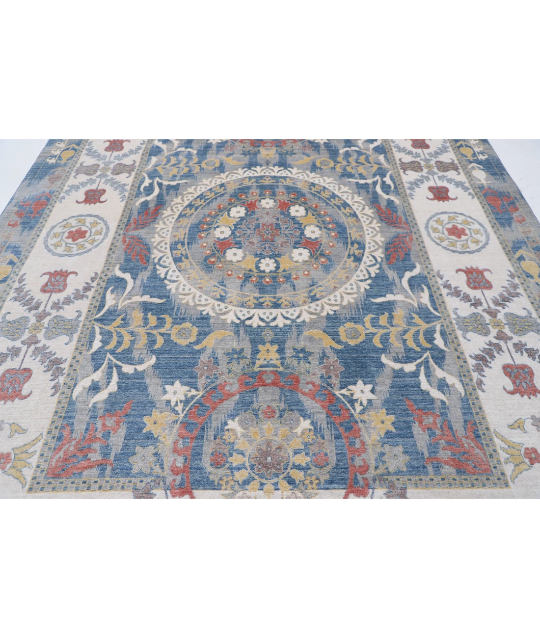 Power Loomed Ikat Wool Rug 8' 10" X 11' 10" 8' 10" X 11' 10" (269 X 361) / Blue / Ivory