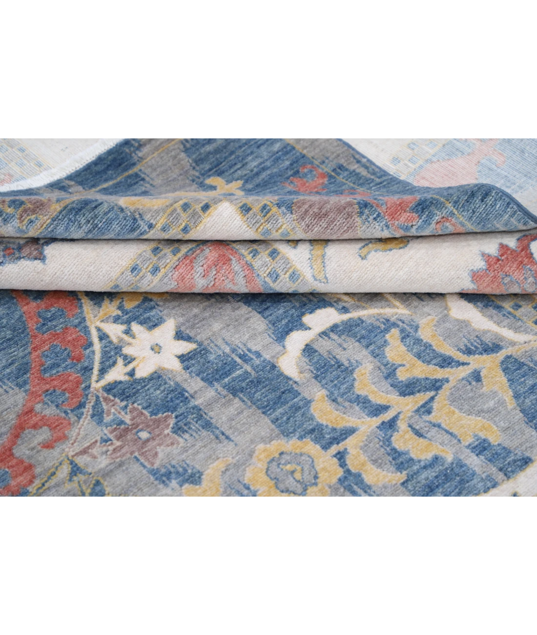 Power Loomed Ikat Wool Rug 8' 10" X 11' 10" 8' 10" X 11' 10" (269 X 361) / Blue / Ivory