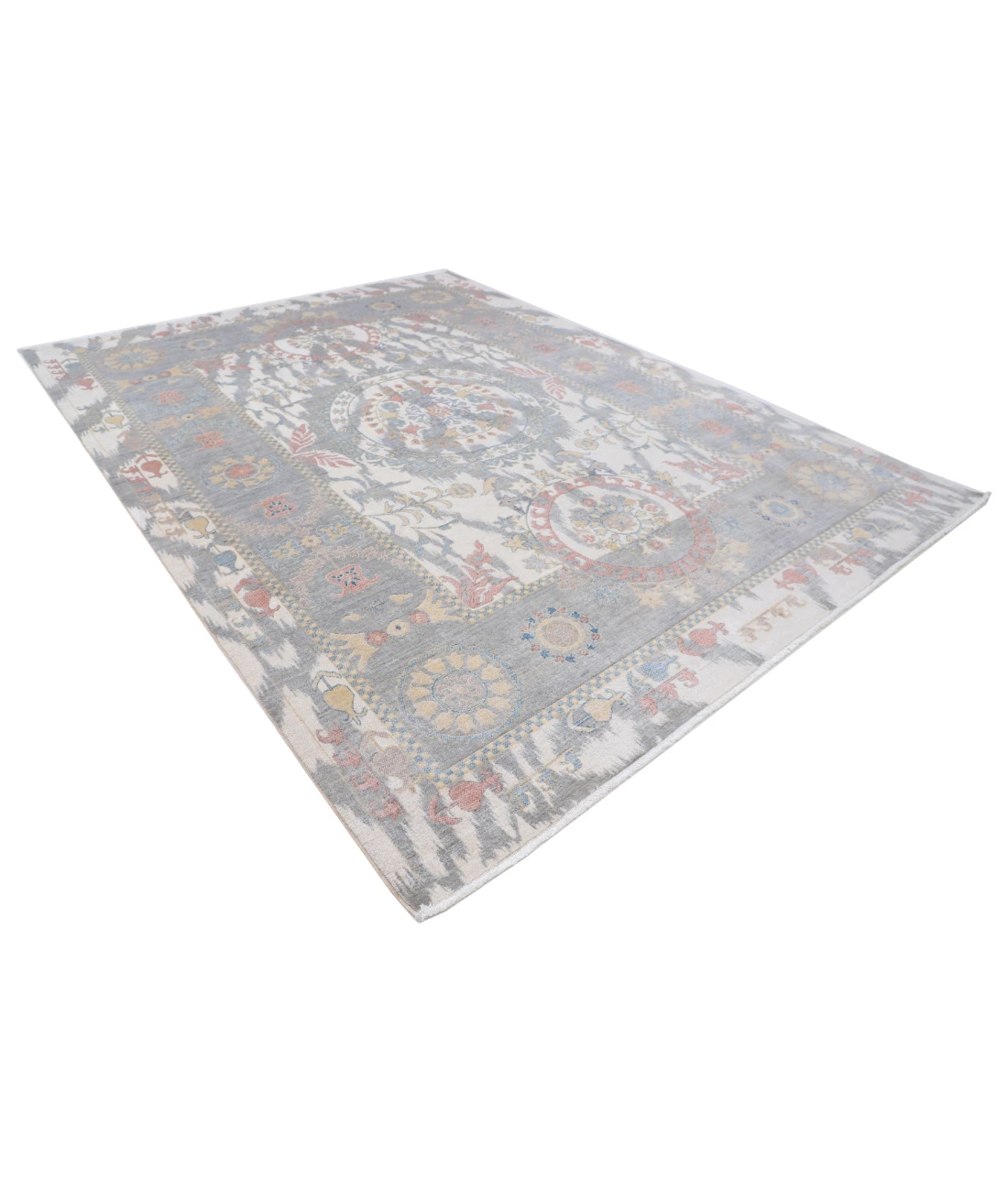 Power Loomed Ikat Wool Rug 8' 10" X 11' 11" 8' 10" X 11' 11" (269 X 363) / Ivory / Grey