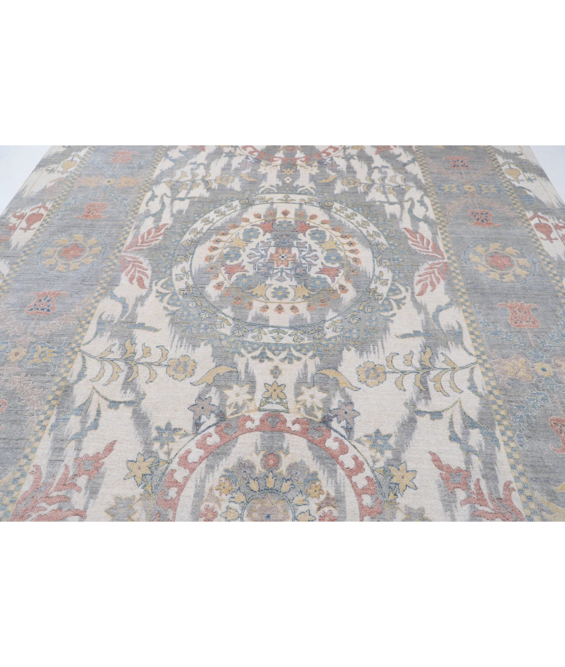 Power Loomed Ikat Wool Rug 8' 10" X 11' 11" 8' 10" X 11' 11" (269 X 363) / Ivory / Grey