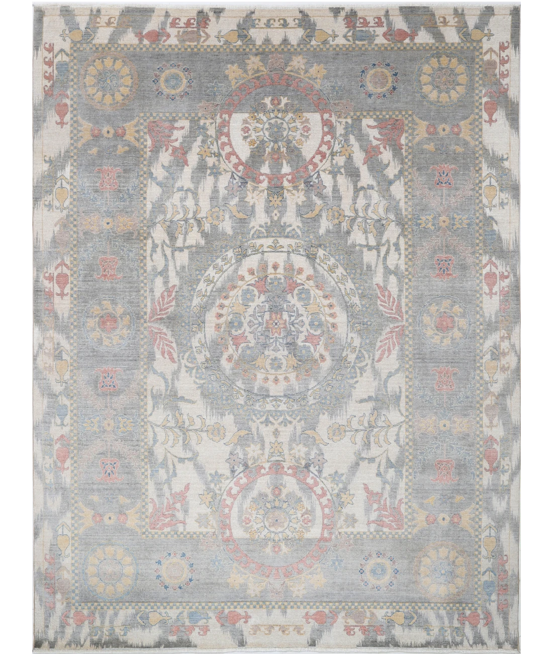 Power Loomed Ikat Wool Rug 8' 10" X 11' 11" 8' 10" X 11' 11" (269 X 363) / Ivory / Grey