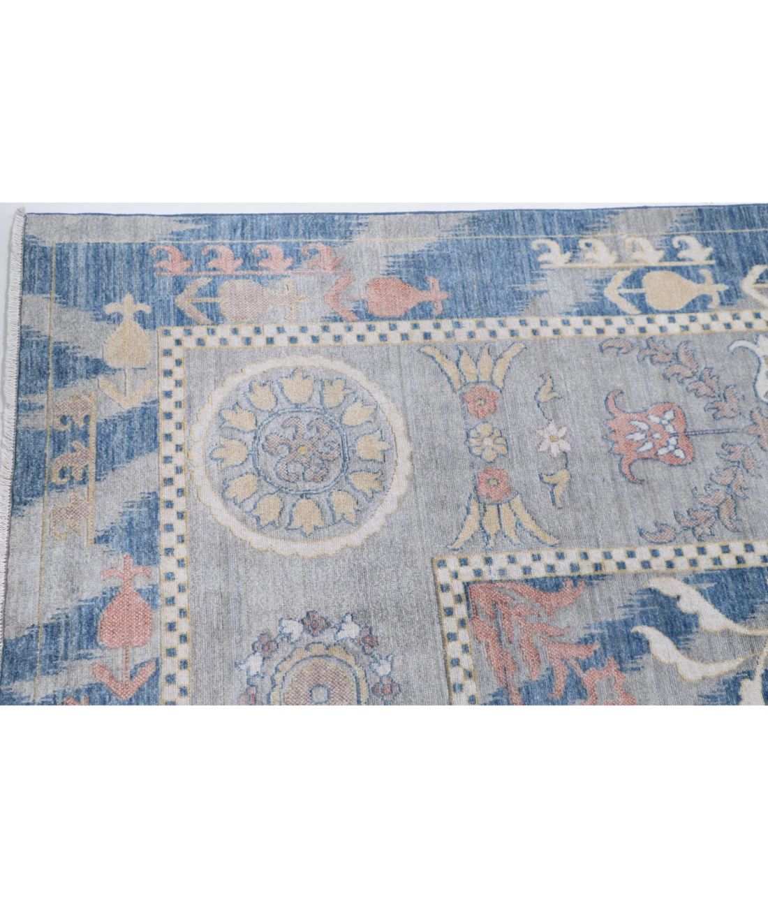 Power Loomed Ikat Wool Rug 8' 11" X 11' 11" 8' 11" X 11' 11" (272 X 363) / Blue / Grey