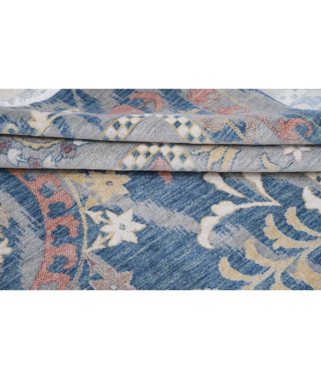 Power Loomed Ikat Wool Rug 8' 11" X 11' 11" 8' 11" X 11' 11" (272 X 363) / Blue / Grey