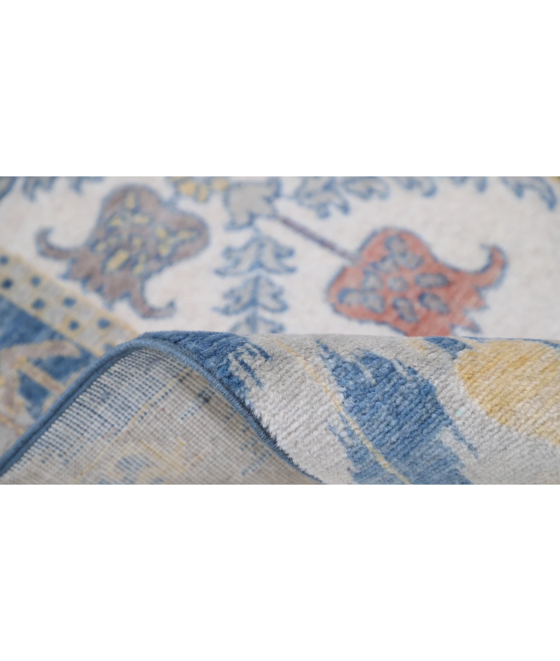 Power Loomed Ikat Wool Rug 6' 5" X 9' 11" 6' 5" X 9' 11" (196 X 302) / Blue / Ivory